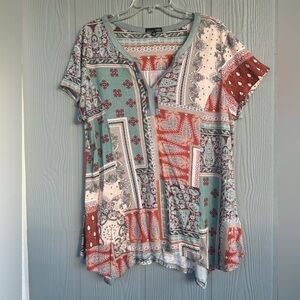 99.RXB Women’s V-Neck Multicolor Short-Sleeve Top
Size: XL